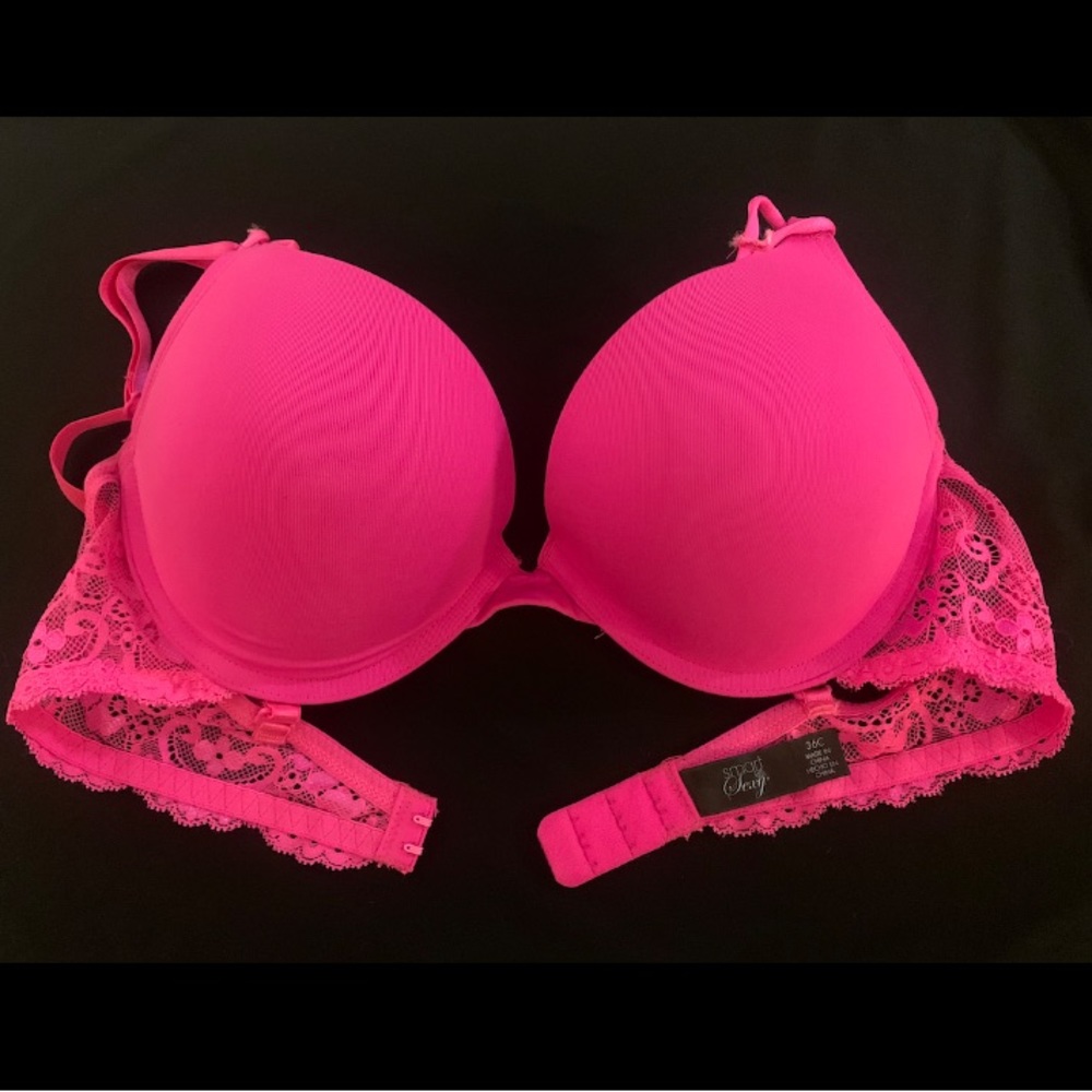 Hot Pink - Smart & Sexy ~ Smooth cup push up bra with lace straps. 36C